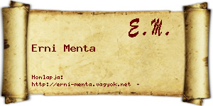 Erni Menta névjegykártya